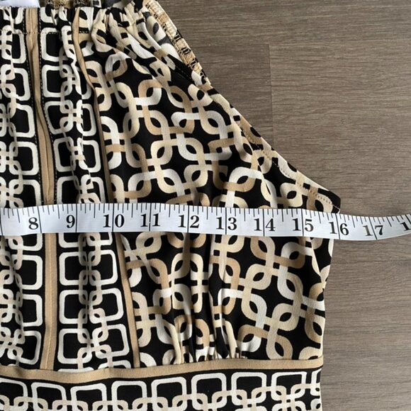 New York & Company Neutral Geometric Mini Dress with Key-Hole Neckline Detail - Picture 6 of 11